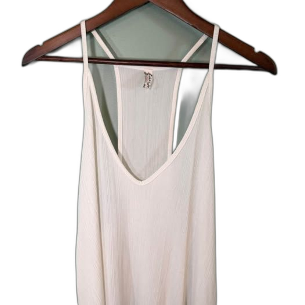 Free People Slinky Slink Cream Tank Top Size Medium Low Back Y2K Boho Cami